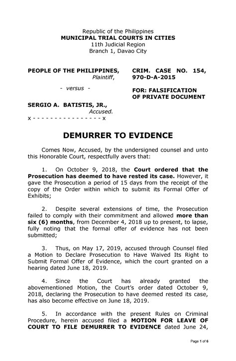 demurrer to evidence in tagalog|Understanding Demurrer to Evidence Philippines .